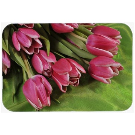 Carolines Treasures APH5048LCB Pink Tulips Glass Cutting Board; Large